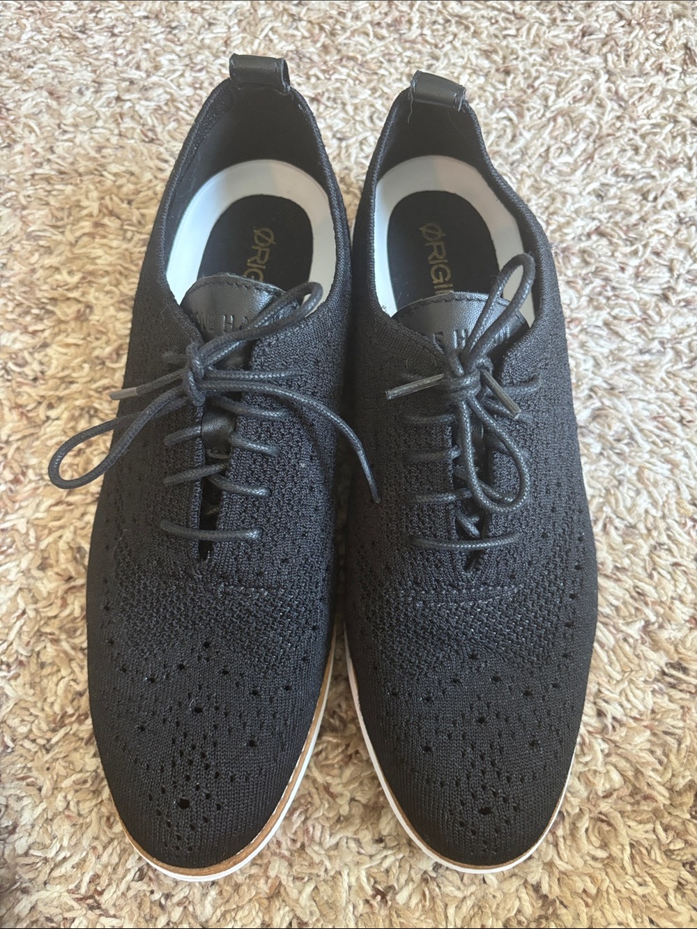 Cole Haan Black Knit Lace-Up Derby Oxfords